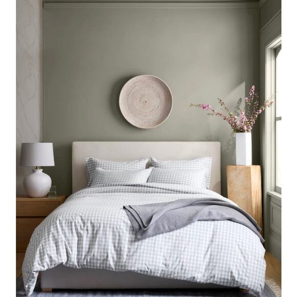 Classic Organic Percale Gingham Duvet Cover Blue Fog Full/Queen - Picture 3 of 4